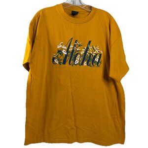 VTG 1998 Aloha XL Unisex T-Shirt Yellow Gold F&M Expressions 100% Cotton USA EUC